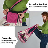 Croatia Christmas Grocery Bag Pine Marten Playing Violin - Dark Pink Color