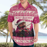 Croatia Christmas Hawaiian Shirt Pine Marten Playing Violin - Dark Pink Color - Wonder Print Shop