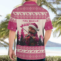 Croatia Christmas Hawaiian Shirt Pine Marten Playing Violin - Dark Pink Color - Wonder Print Shop