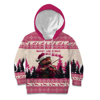 Croatia Christmas Kid Hoodie Pine Marten Playing Violin - Dark Pink Color - Wonder Print Shop