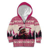 Croatia Christmas Kid Hoodie Pine Marten Playing Violin - Dark Pink Color - Wonder Print Shop
