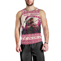 Croatia Christmas Men Tank Top Pine Marten Playing Violin - Dark Pink Color - Wonder Print Shop