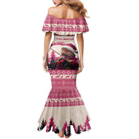 Croatia Christmas Mermaid Dress Pine Marten Playing Violin - Dark Pink Color - Wonder Print Shop