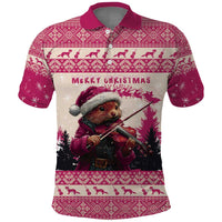 Croatia Christmas Polo Shirt Pine Marten Playing Violin - Dark Pink Color - Wonder Print Shop