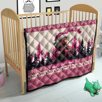 Croatia Christmas Quilt Pine Marten Playing Violin - Dark Pink Color - Wonder Print Shop