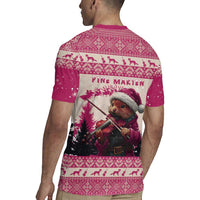 Croatia Christmas Rugby Jersey Pine Marten Playing Violin - Dark Pink Color - Wonder Print Shop