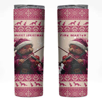 Croatia Christmas Skinny Tumbler Pine Marten Playing Violin - Dark Pink Color - Wonder Print Shop