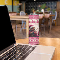 Croatia Christmas Skinny Tumbler Pine Marten Playing Violin - Dark Pink Color - Wonder Print Shop