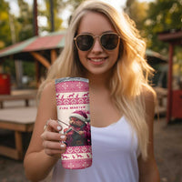 Croatia Christmas Skinny Tumbler Pine Marten Playing Violin - Dark Pink Color - Wonder Print Shop