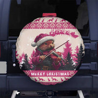 Croatia Christmas Spare Tire Cover Pine Marten Playing Violin - Dark Pink Color - Wonder Print Shop