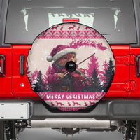 Croatia Christmas Spare Tire Cover Pine Marten Playing Violin - Dark Pink Color - Wonder Print Shop
