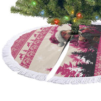 Croatia Christmas Tree Skirt Pine Marten Playing Violin - Dark Pink Color - Wonder Print Shop