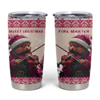 Croatia Christmas Tumbler Cup Pine Marten Playing Violin - Dark Pink Color - Wonder Print Shop