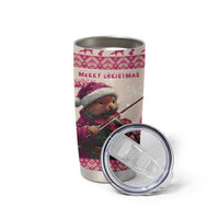 Croatia Christmas Tumbler Cup Pine Marten Playing Violin - Dark Pink Color - Wonder Print Shop