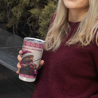 Croatia Christmas Tumbler Cup Pine Marten Playing Violin - Dark Pink Color - Wonder Print Shop