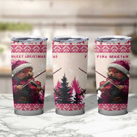 Croatia Christmas Tumbler Cup Pine Marten Playing Violin - Dark Pink Color - Wonder Print Shop