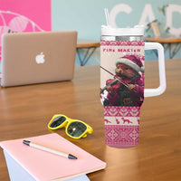 Croatia Christmas Tumbler With Handle Pine Marten Playing Violin - Dark Pink Color - Wonder Print Shop