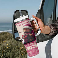 Croatia Christmas Tumbler With Handle Pine Marten Playing Violin - Dark Pink Color - Wonder Print Shop