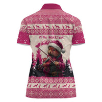 Croatia Christmas Women Polo Shirt Pine Marten Playing Violin - Dark Pink Color - Wonder Print Shop