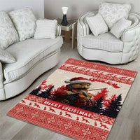 Croatia Christmas Area Rug Pine Marten Playing Violin - Red Color - Wonder Print Shop