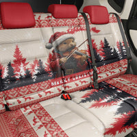 Croatia Christmas Back Car Seat Cover Pine Marten Playing Violin - Red Color - Wonder Print Shop