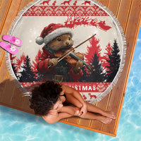 Croatia Christmas Beach Blanket Pine Marten Playing Violin - Red Color - Wonder Print Shop