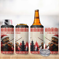 Croatia Christmas 4 in 1 Can Cooler Tumbler Pine Marten Playing Violin - Red Color - Wonder Print Shop