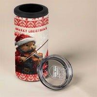 Croatia Christmas 4 in 1 Can Cooler Tumbler Pine Marten Playing Violin - Red Color - Wonder Print Shop
