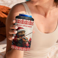 Croatia Christmas 4 in 1 Can Cooler Tumbler Pine Marten Playing Violin - Red Color - Wonder Print Shop