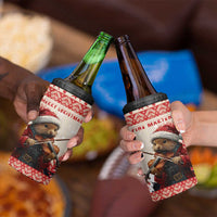 Croatia Christmas 4 in 1 Can Cooler Tumbler Pine Marten Playing Violin - Red Color - Wonder Print Shop