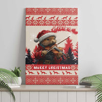 Croatia Christmas Canvas Wall Art Pine Marten Playing Violin - Red Color - Wonder Print Shop