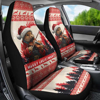 Croatia Christmas Car Seat Cover Pine Marten Playing Violin - Red Color - Wonder Print Shop
