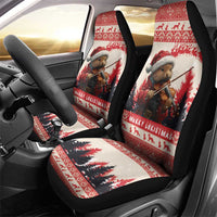 Croatia Christmas Car Seat Cover Pine Marten Playing Violin - Red Color - Wonder Print Shop