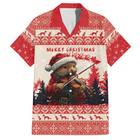Croatia Christmas Family Matching Long Sleeve Bodycon Dress and Hawaiian Shirt Pine Marten Playing Violin - Red Color - Wonder Print Shop