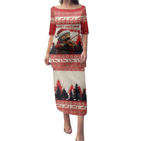 Croatia Christmas Family Matching Puletasi and Hawaiian Shirt Pine Marten Playing Violin - Red Color - Wonder Print Shop