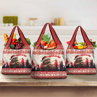 Croatia Christmas Grocery Bag Pine Marten Playing Violin - Red Color