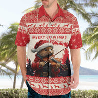 Croatia Christmas Hawaiian Shirt Pine Marten Playing Violin - Red Color - Wonder Print Shop