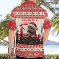 Croatia Christmas Hawaiian Shirt Pine Marten Playing Violin - Red Color - Wonder Print Shop