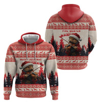 Croatia Christmas Hoodie Pine Marten Playing Violin - Red Color - Wonder Print Shop