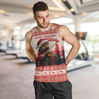 Croatia Christmas Men Tank Top Pine Marten Playing Violin - Red Color - Wonder Print Shop