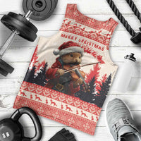 Croatia Christmas Men Tank Top Pine Marten Playing Violin - Red Color - Wonder Print Shop