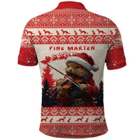 Croatia Christmas Polo Shirt Pine Marten Playing Violin - Red Color - Wonder Print Shop