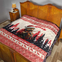 Croatia Christmas Quilt Pine Marten Playing Violin - Red Color - Wonder Print Shop