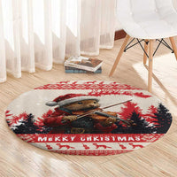 Croatia Christmas Round Carpet Pine Marten Playing Violin - Red Color