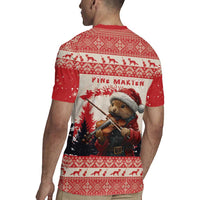 Croatia Christmas Rugby Jersey Pine Marten Playing Violin - Red Color - Wonder Print Shop