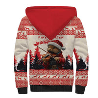 Croatia Christmas Sherpa Hoodie Pine Marten Playing Violin - Red Color - Wonder Print Shop