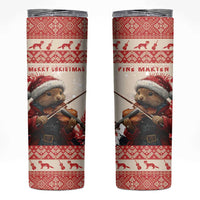 Croatia Christmas Skinny Tumbler Pine Marten Playing Violin - Red Color - Wonder Print Shop