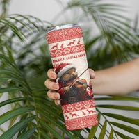 Croatia Christmas Skinny Tumbler Pine Marten Playing Violin - Red Color - Wonder Print Shop