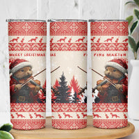 Croatia Christmas Skinny Tumbler Pine Marten Playing Violin - Red Color - Wonder Print Shop