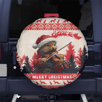 Croatia Christmas Spare Tire Cover Pine Marten Playing Violin - Red Color - Wonder Print Shop